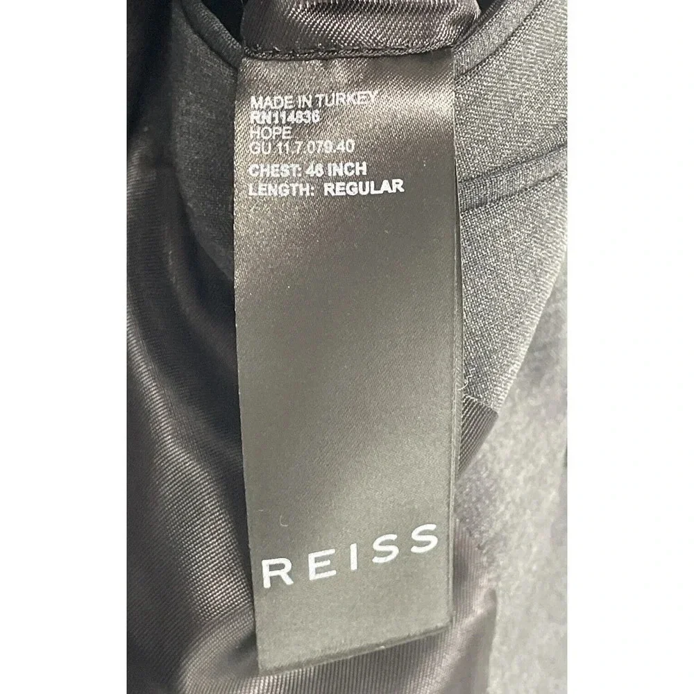 Reiss Men's Hope Blazer 2 Button Notch Travel Jacket Size 46 Regular Charcoal
